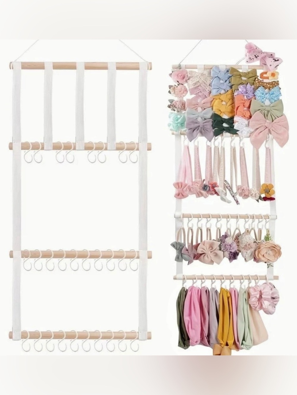 Wall Hanging Hair Accessory Organizer White & Brown
